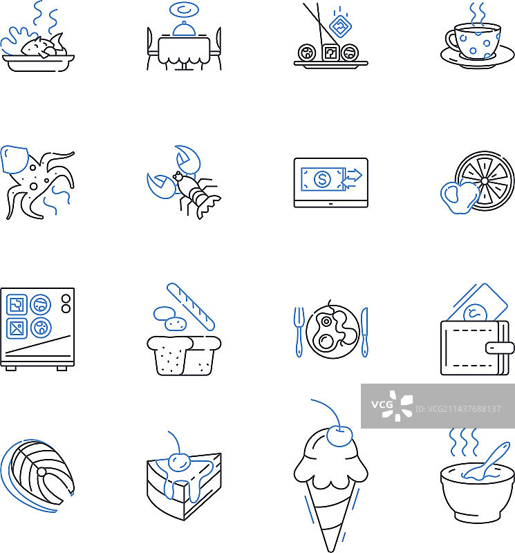 酒吧线性图标集：鸡尾酒、酒吧、啤酒图片素材