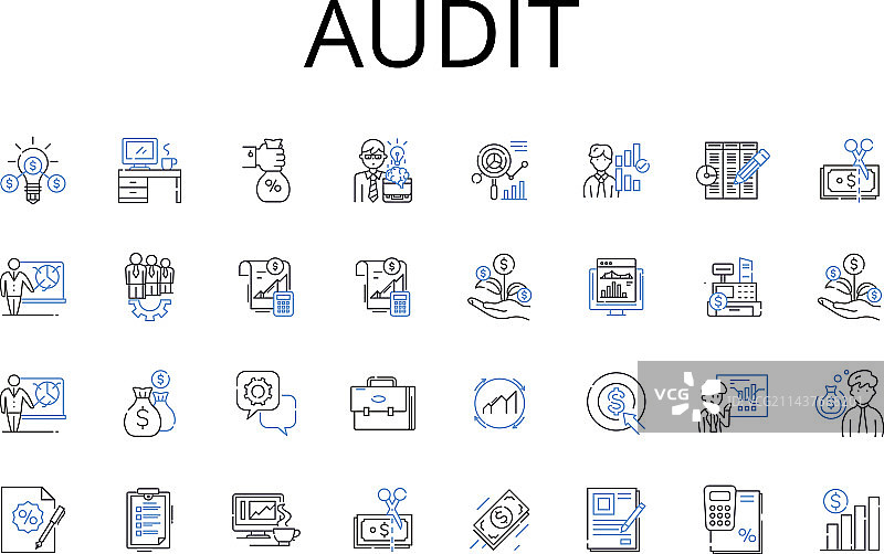 审计线性图标集合检查验证图片素材