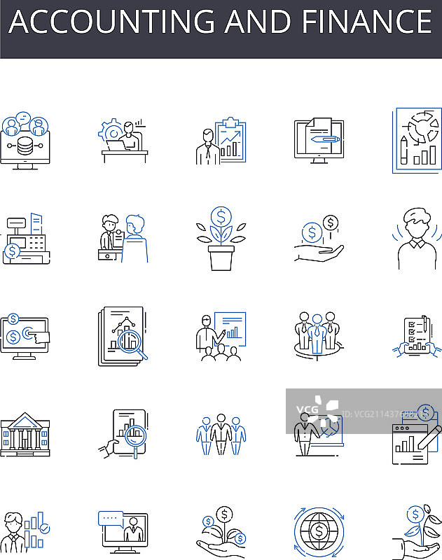 会计金融线性图标合集图片素材