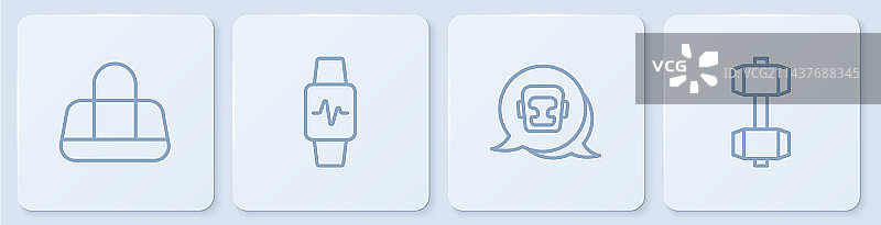 运动包、拳击头盔和智能手表套装图片素材