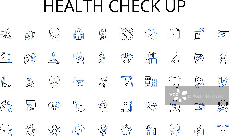 健康检查线性图标合集图片素材