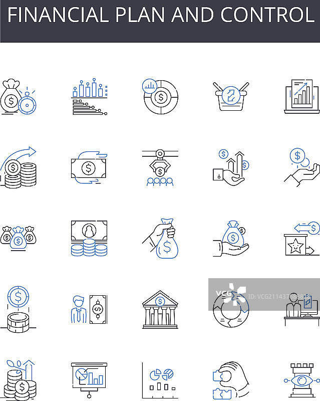 金融计划和控制线性图标合集图片素材