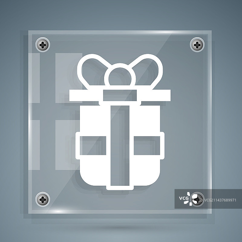 灰色背景上的白色礼品盒图标图片素材