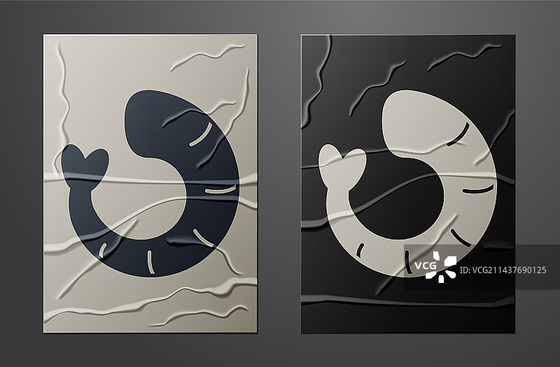 皱纹纸上的白色虾图标图片素材