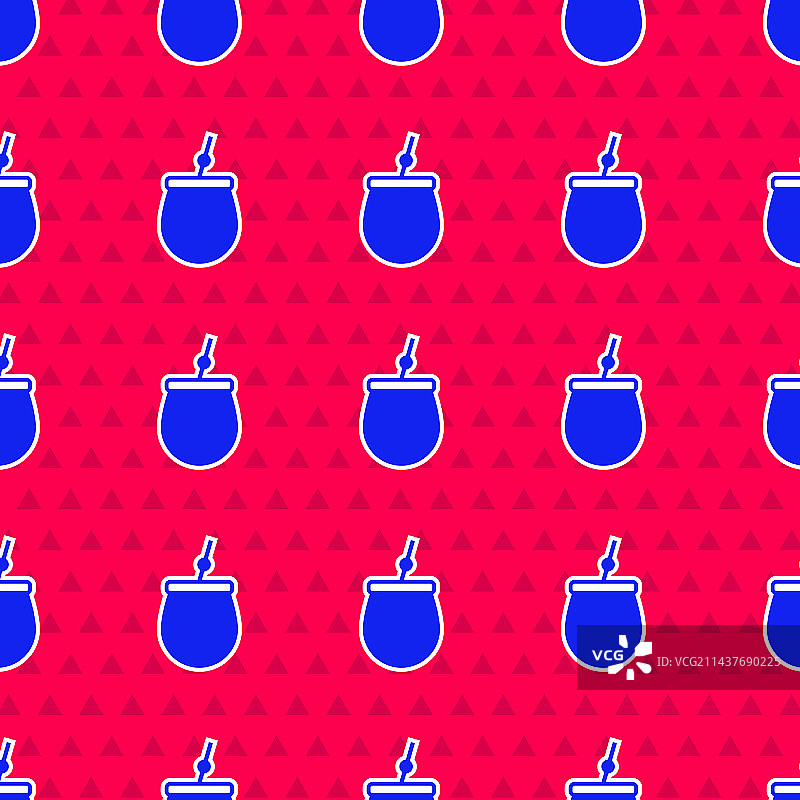 蓝色马黛茶图标隔离无缝图案图片素材