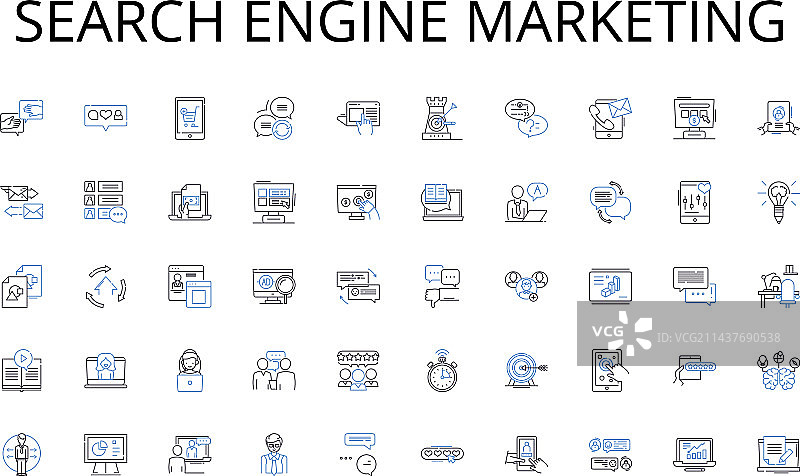 搜索引擎营销线性图标合集图片素材