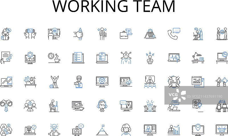 营销工作团队线性图标图片素材