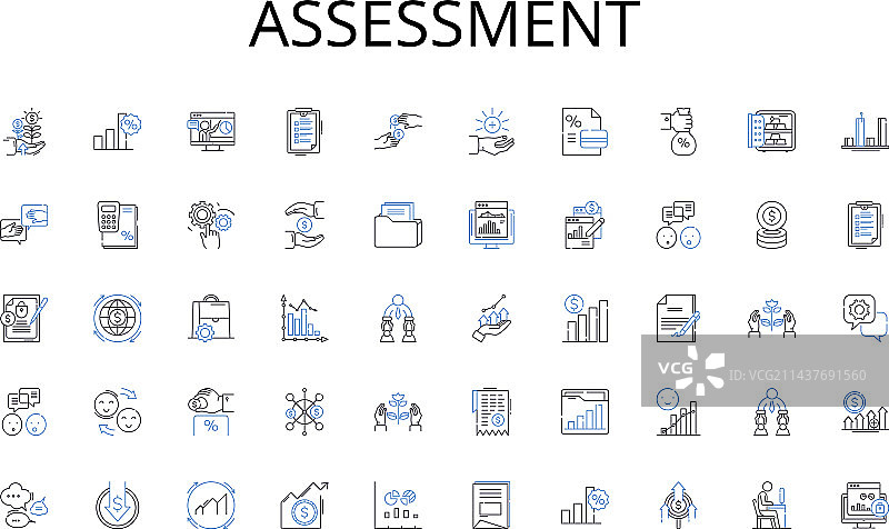财务评估线性图标合集图片素材