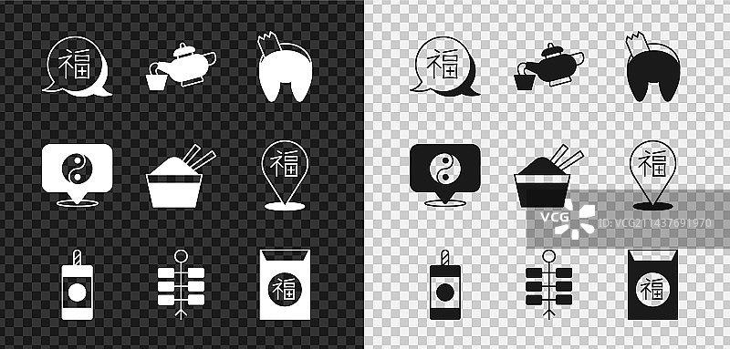 中国新年茶道幸运饼干套装图片素材