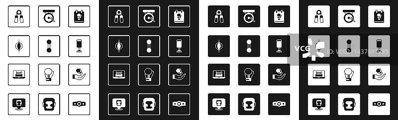 拳击套装：手套、哑铃、拳击沙袋和运动元素图片素材