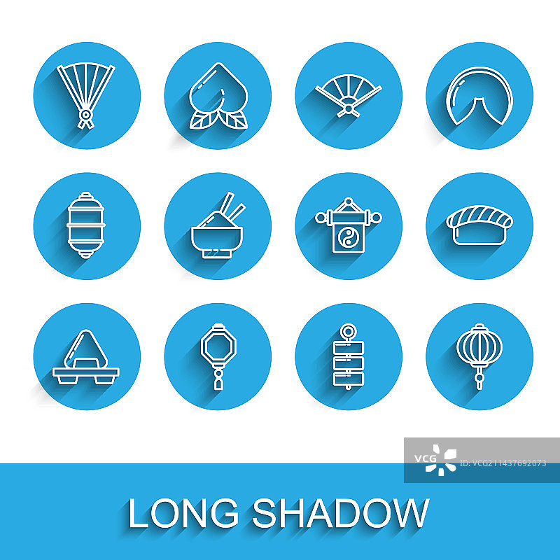 线条寿司、砧板与中国风纸张图片素材