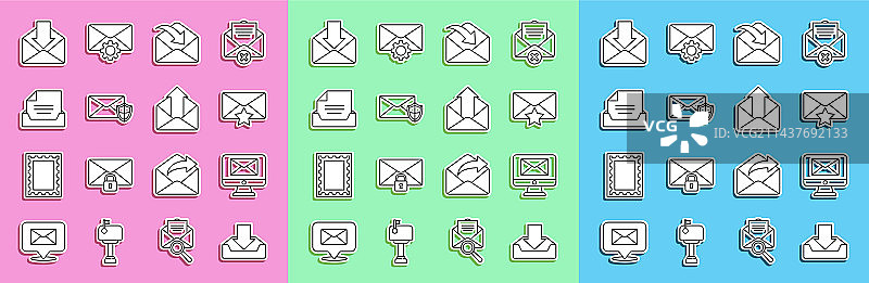 下载收件箱显示器信封线条图标图片素材