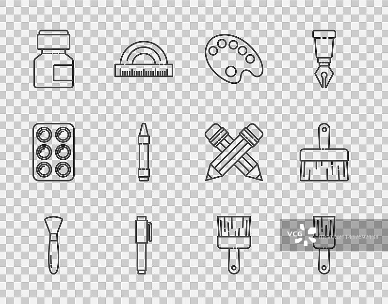 线条画笔调色板笔水粉颜料套装图片素材
