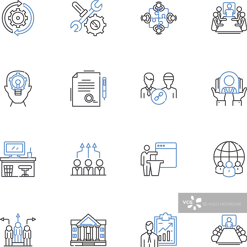 仓库工作人员线性图标合集图片素材