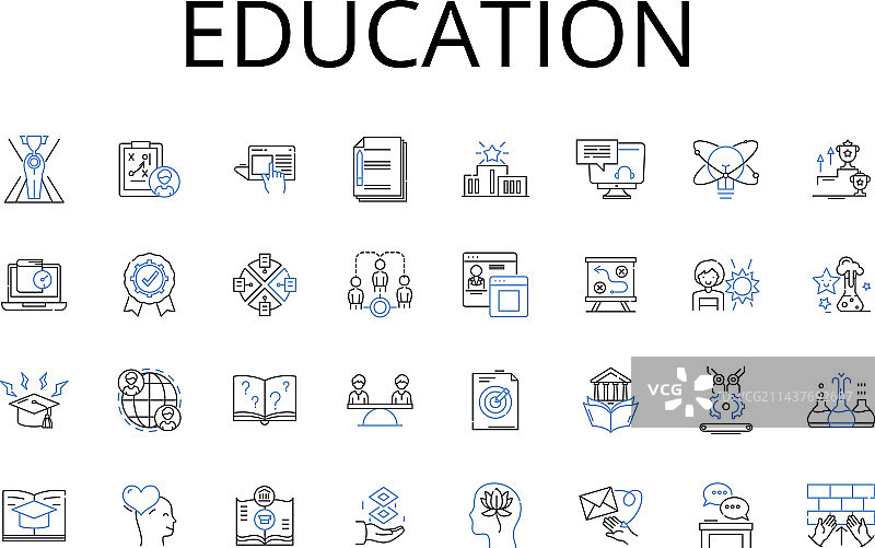 教育线条图标集合学习图片素材