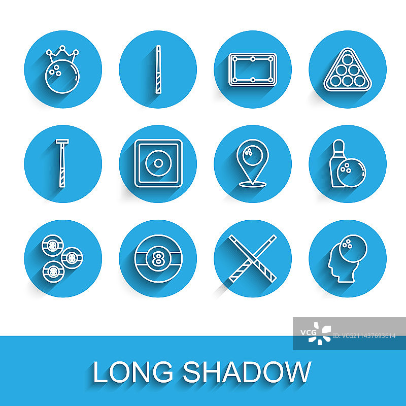 线条台球保龄球交叉球杆图片素材