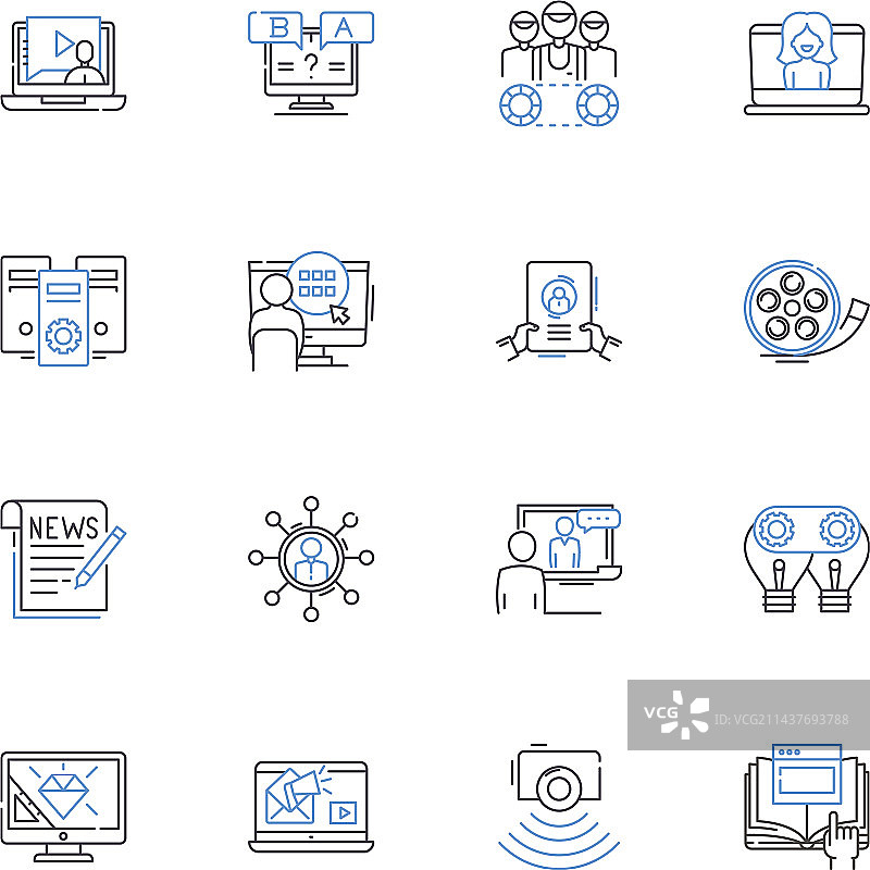 内容集团线性图标集合图片素材