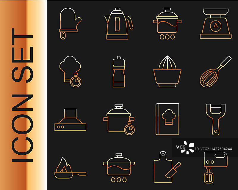 电动搅拌机蔬菜削皮器厨房线条组合图片素材