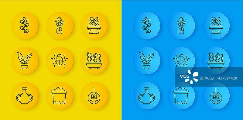 线条花瓶盆栽与甲虫图片素材