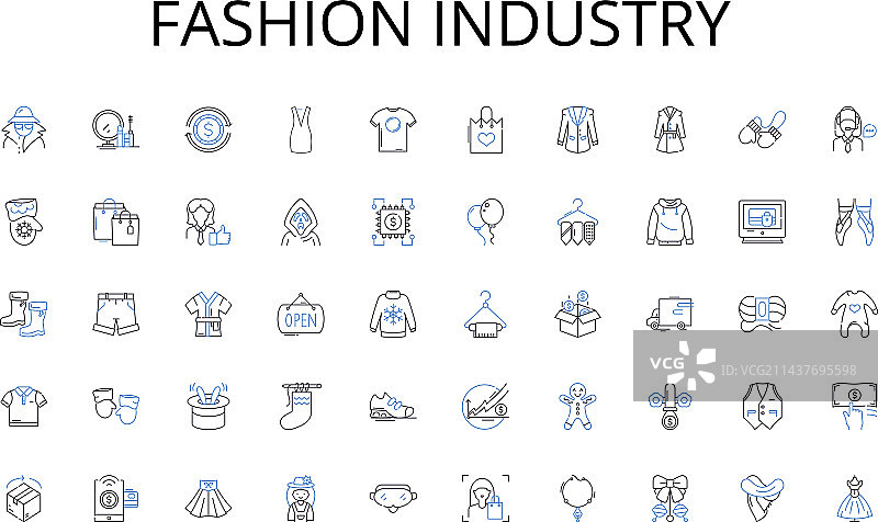 时尚行业线性图标合集图片素材