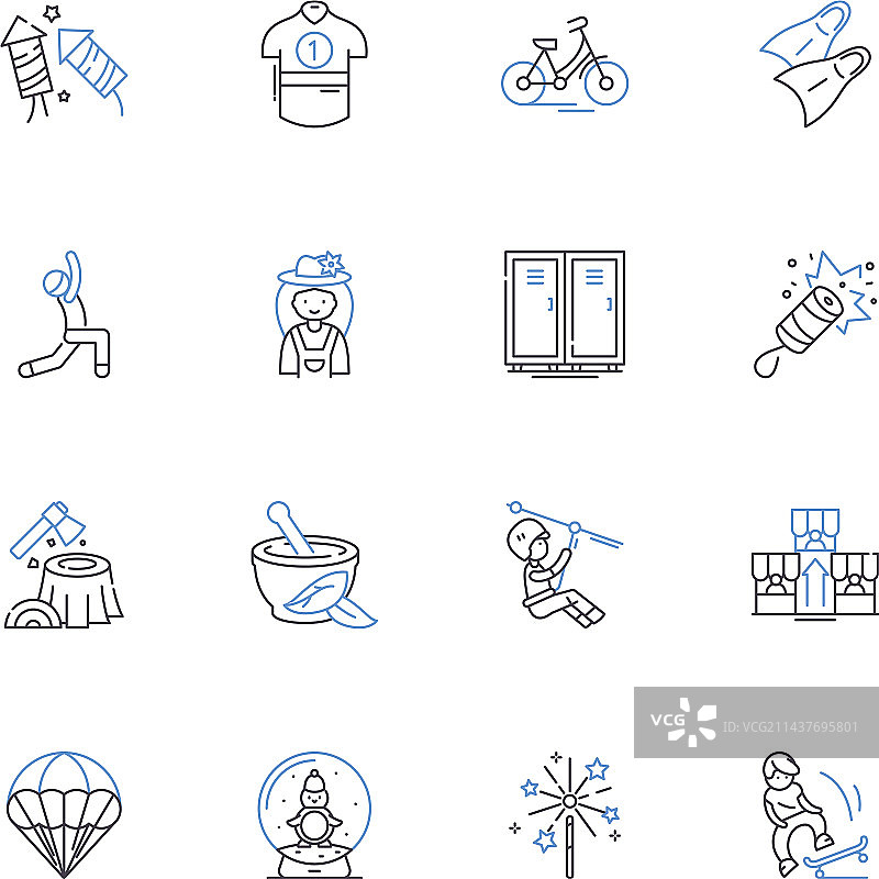 健身线条图标合集：锻炼力量图片素材