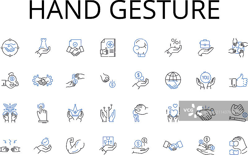 手势线性图标集合，眼神交流图片素材