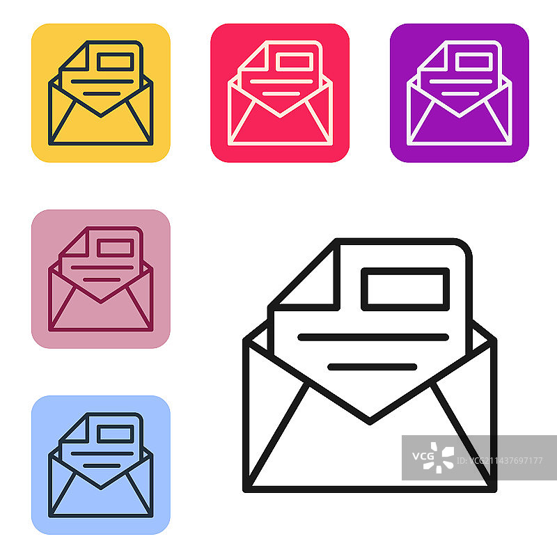 白色背景上的黑色线条邮件图标图片素材