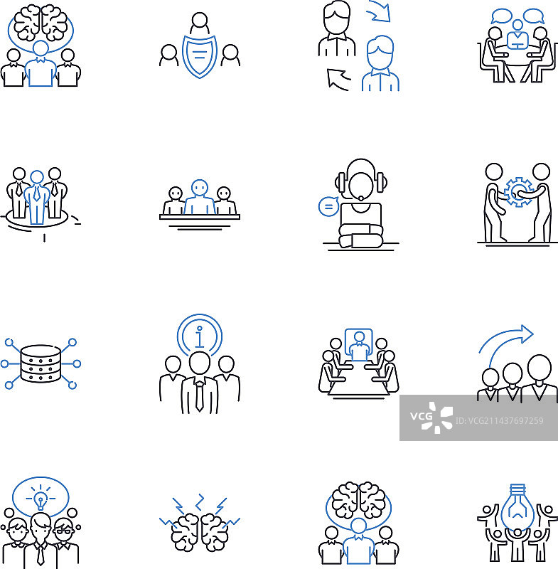 联合工人线图标收集协作图片素材