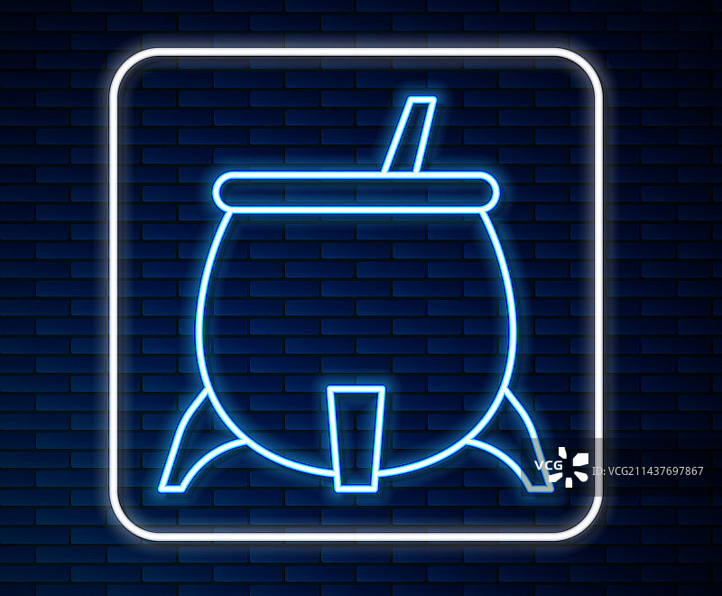 发光霓虹灯女巫坩埚图标图片素材