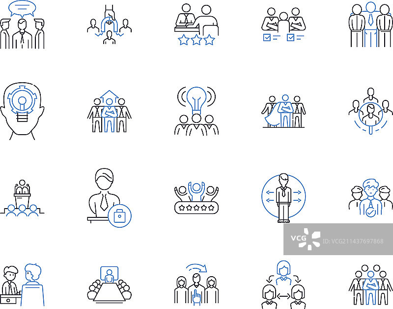 治理理念线性图标集合图片素材