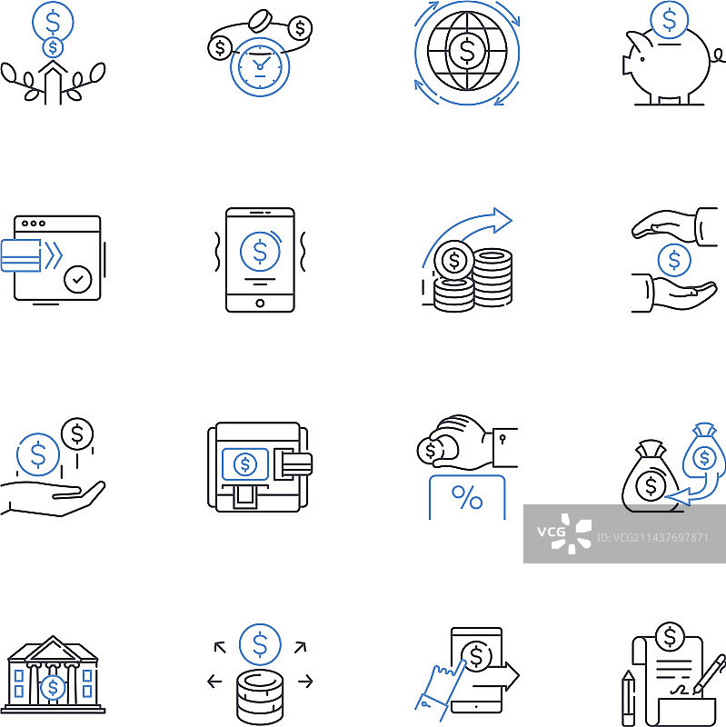 提现线性图标合集图片素材