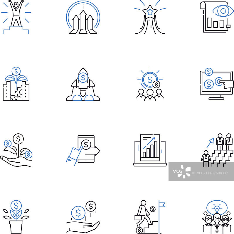 工作流程改进线性图标合集图片素材