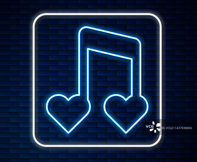 带爱心的霓虹灯线条音符图片素材