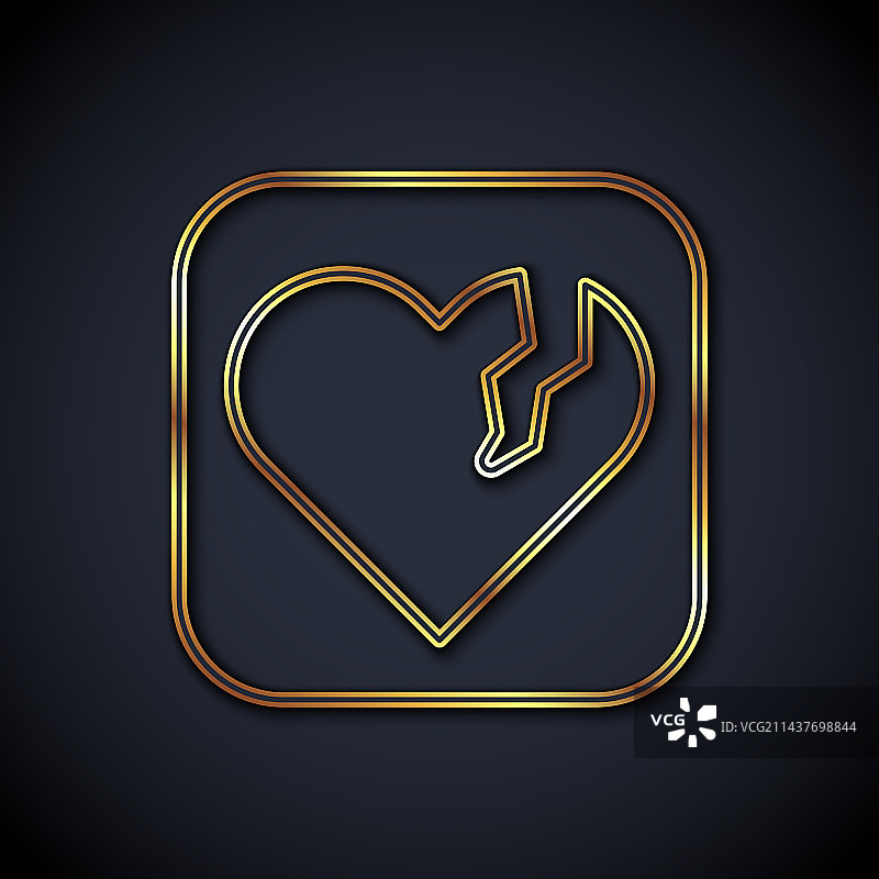 金色线条破碎的心或离婚图标图片素材