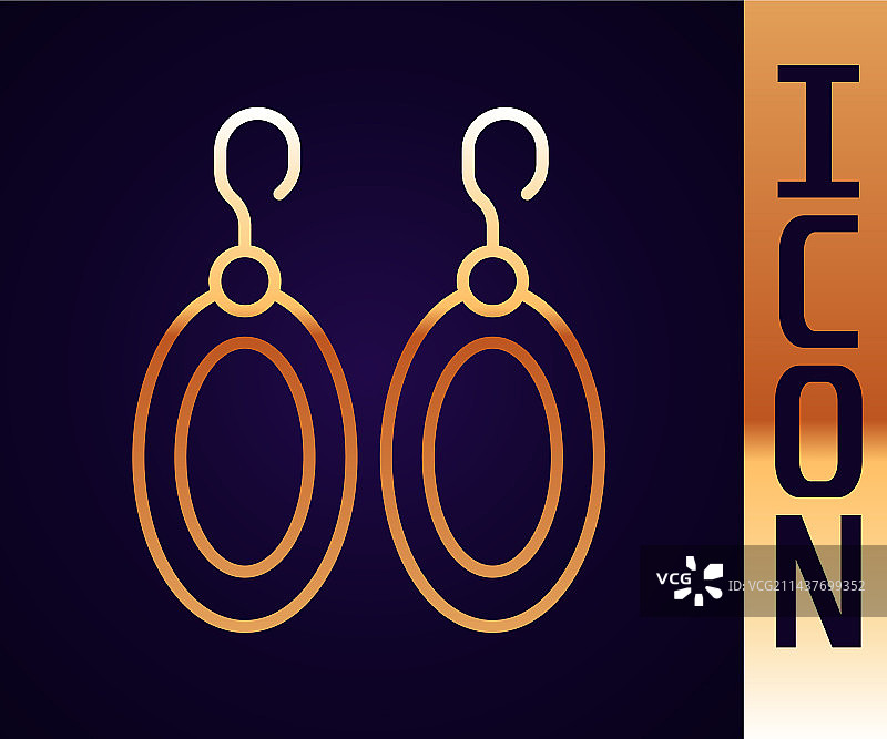黑色背景金色线条耳环图标图片素材