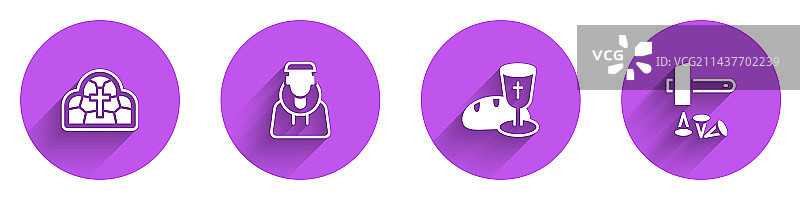 彩色玻璃修士圣餐杯与面包图片素材