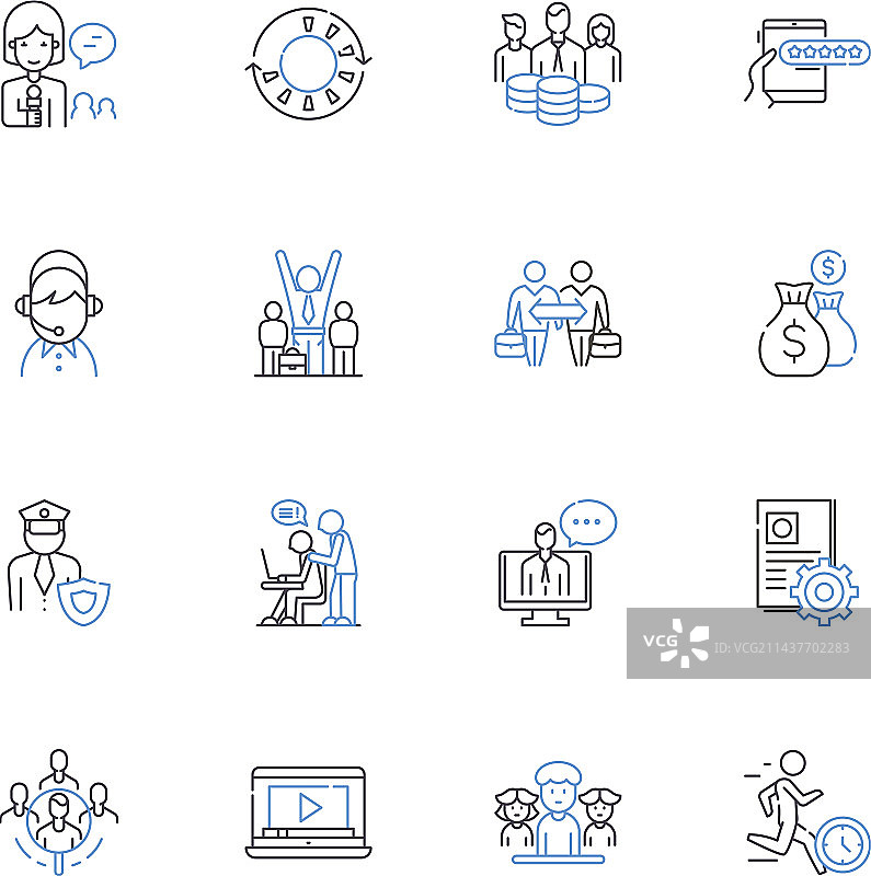 时间管理线性图标合集图片素材