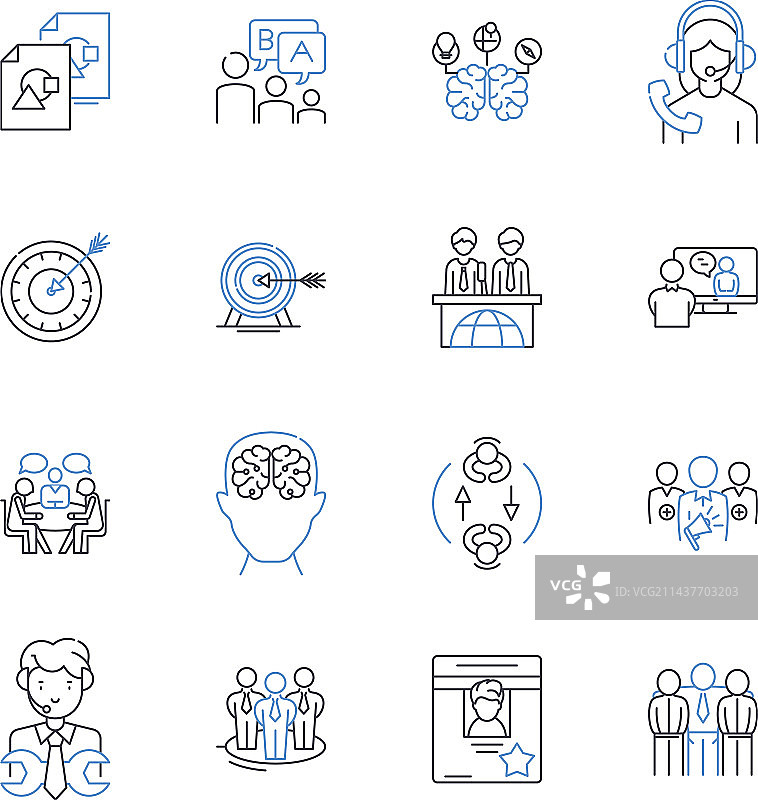 融合协作线条图标合集图片素材