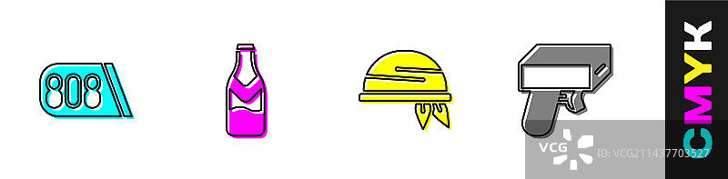 组合：鼓机、音乐、啤酒瓶、头巾等图片素材