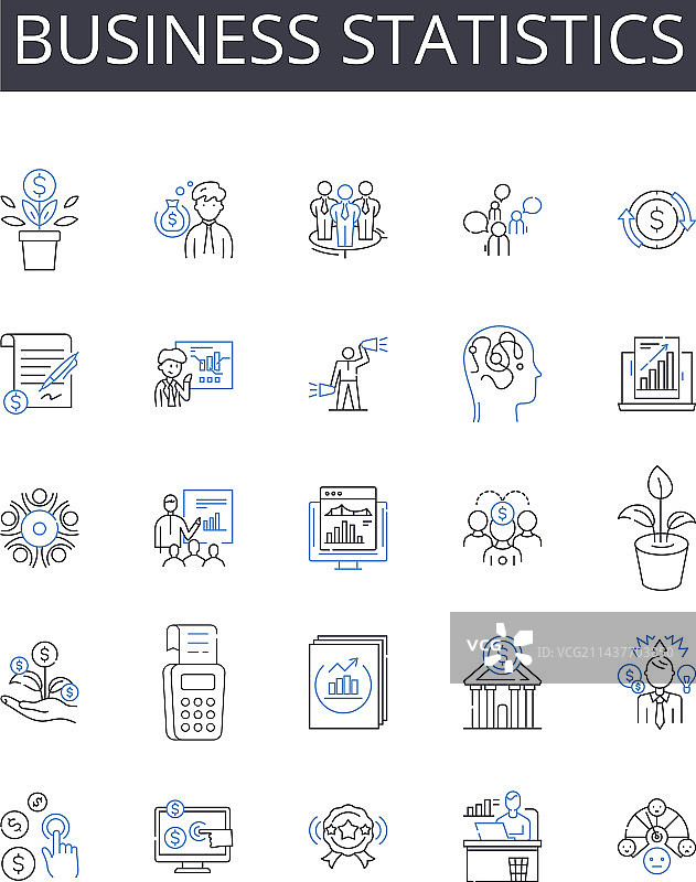 商业统计线性图标合集图片素材