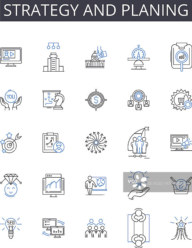 战略与规划线条图标合集图片素材