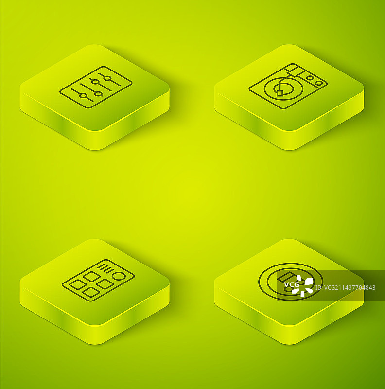 2.5D黑胶唱片机线条设计图片素材