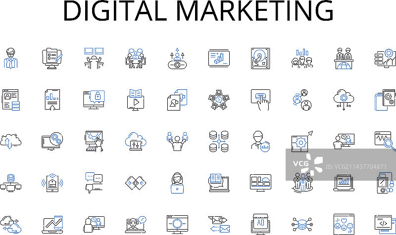 数字营销线性图标合集图片素材