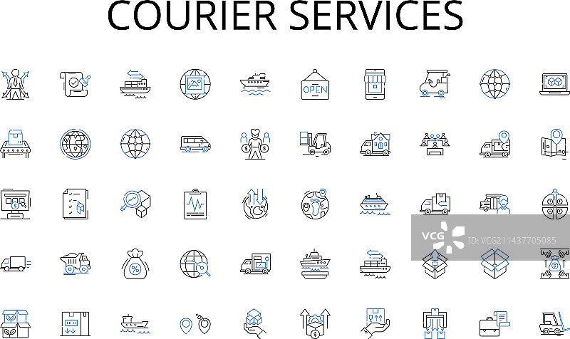 快递服务线性图标合集图片素材