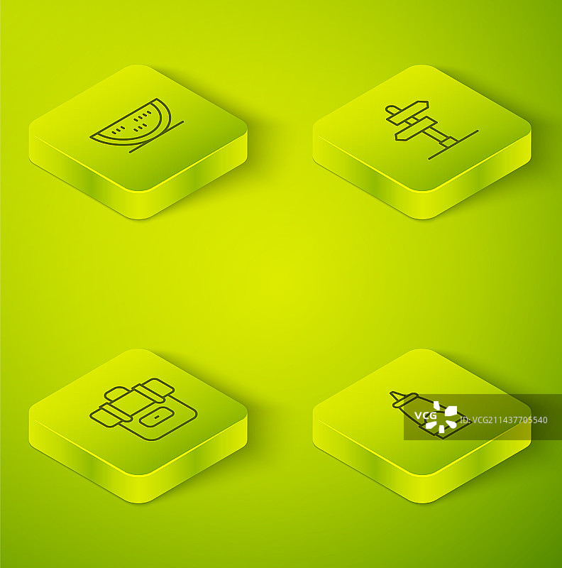 2.5D道路交通标志徒步旅行线条设计图片素材