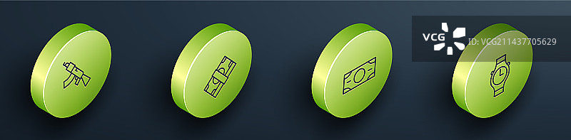 2.5D等距线冲锋枪纸叠素材图片素材