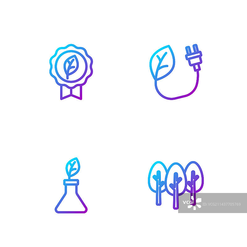 线条树木图案：植物育种树叶生态标志图片素材