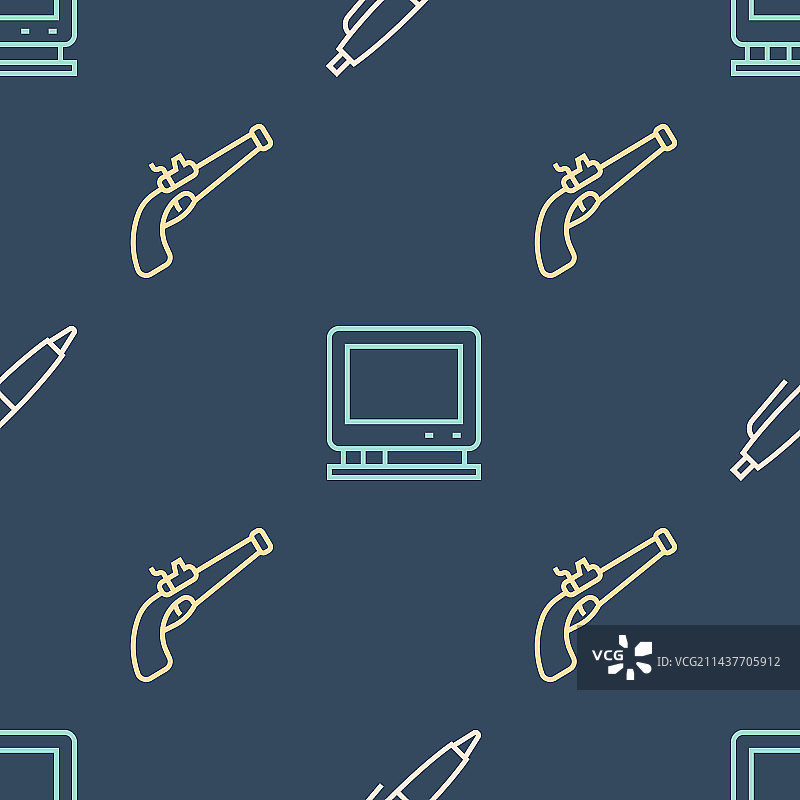 钢笔、老式手枪和复古电视图片素材