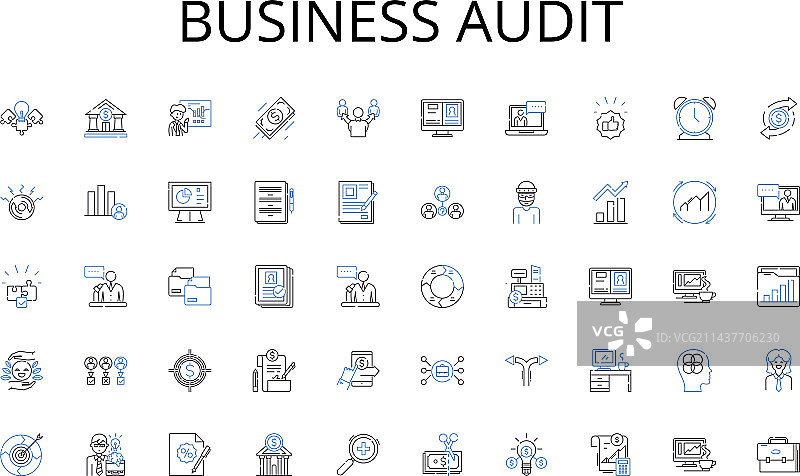 创新型商务审计线性图标合集图片素材
