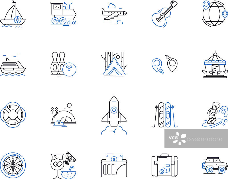 旅行线性图标合集：冒险图片素材